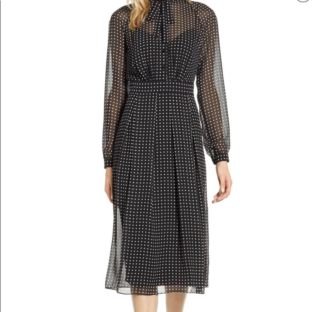 Anne Klein Bolshoi Dot long sleeve shirt dress